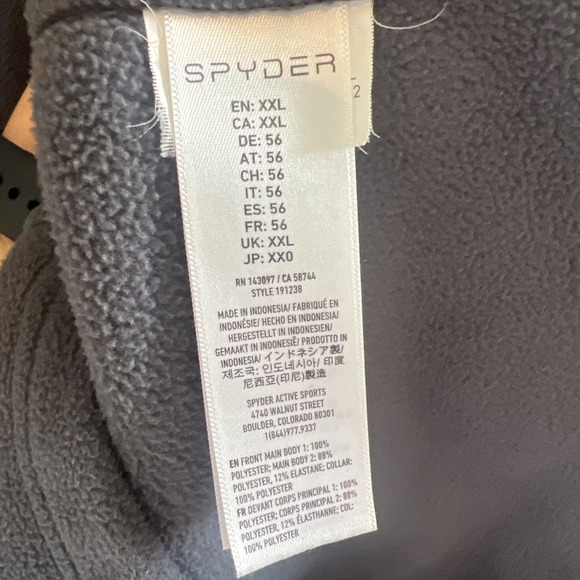 Spyder Jacket Mens 2XL Gray Sweater Half Zip Fleece Pullover Athletic Outdoor - Picture 3 of 6
